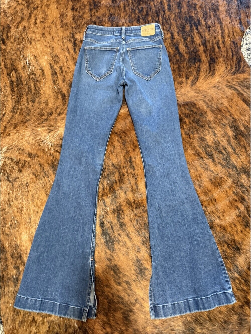 Hollister Jeans Women 1 Long High Rise Vintage Flare Dark Bellbottom Y2K 25x34 - Picture 2 of 7